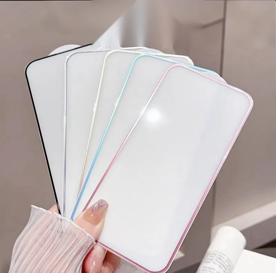 Colour-Edge Tempered Glass Screen Protector – wholesale, Colour frame · 8 colours